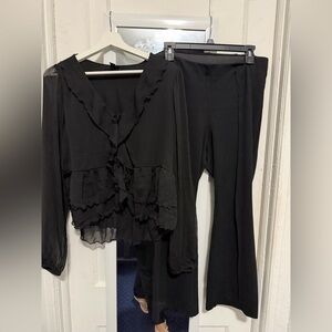 GAP PANTS & TJMAX RUFFLE BLOUSE